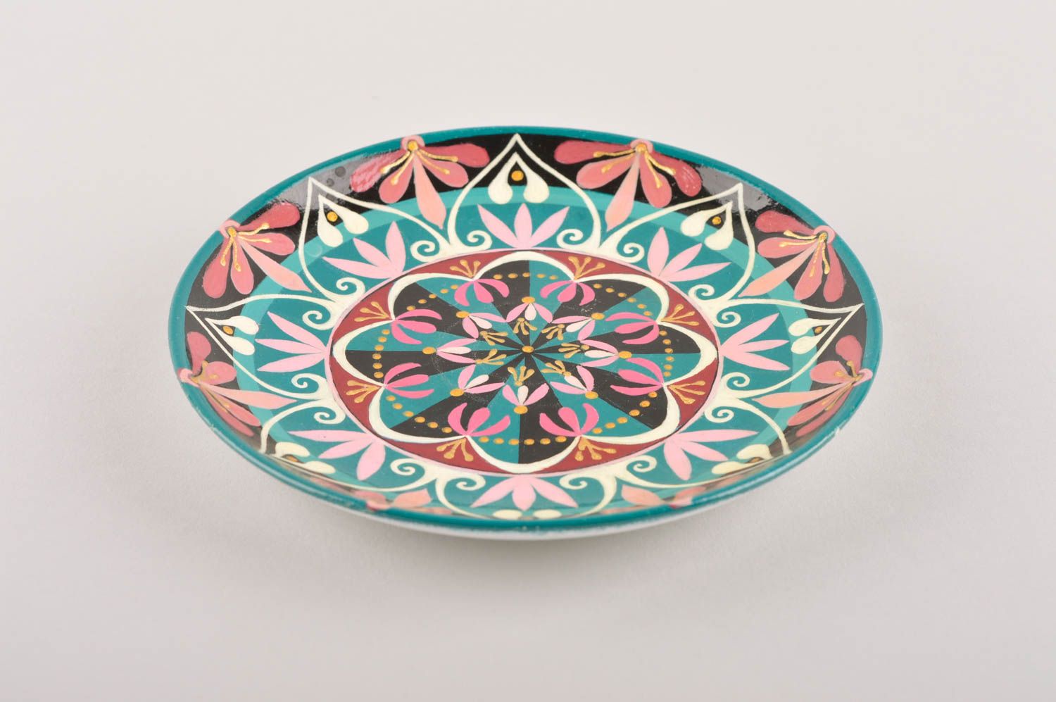 Расписная тарелка ручной работы глиняная посуда керамическая тарелка авторская фото 4