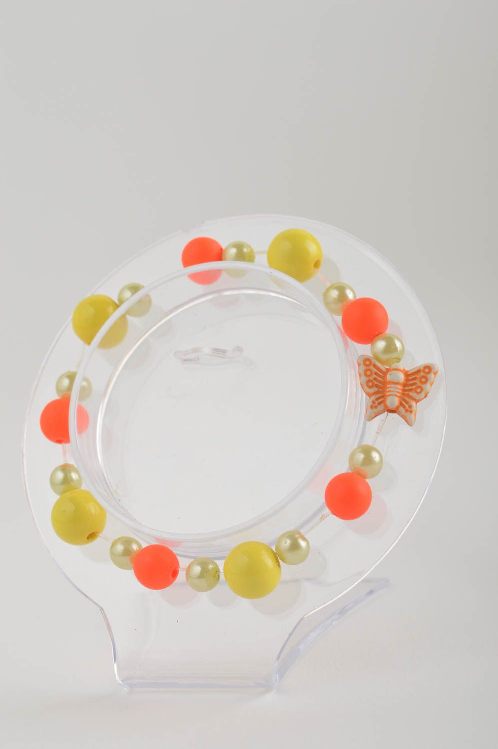 Pulsera de cuentas pulsera artesanal anaranjada y amarilla accesorio para niña  foto 3