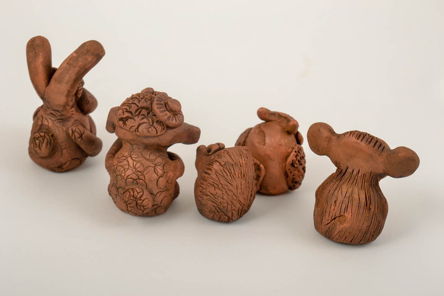 Фигурки из глины ручная работа подарки статуэтки из глины в виде 5 животных фото 4