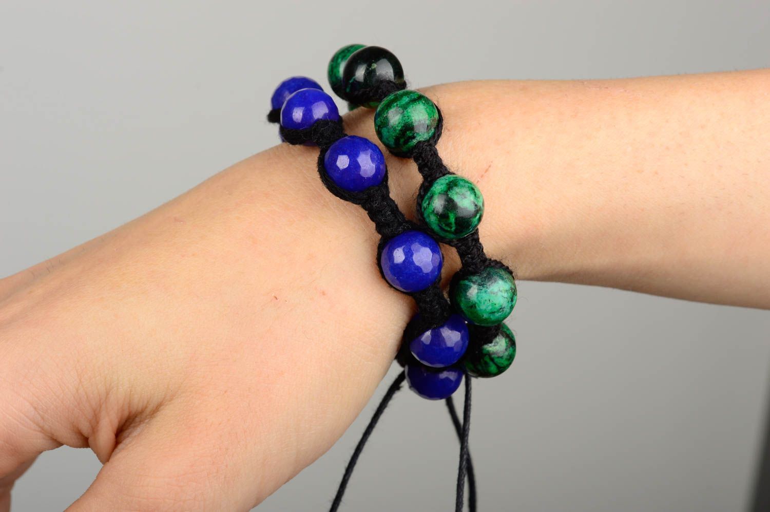 Handmade textile bracelets 2 designer bracelets jewelry with natural stones photo 5