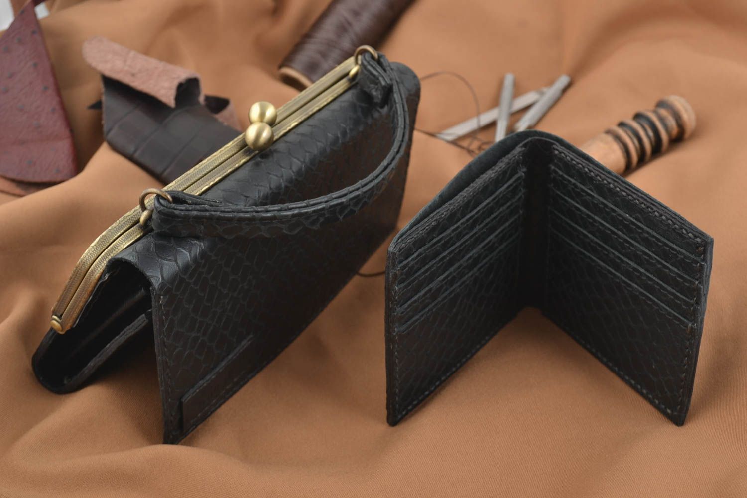 Clutch Tasche handmade Leder Taschen Herren Geldbörse Geschenk für Mann und Frau foto 1