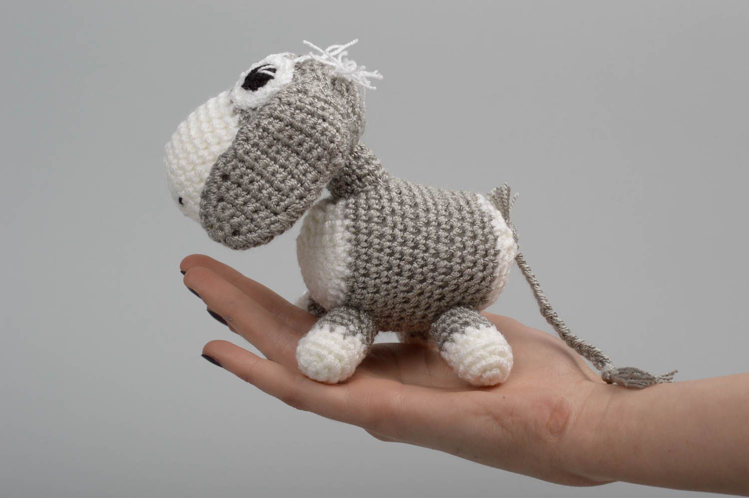 Häkel Kleinkinder Spielzeuge Haus Deko Geschenk für Kinder Stoff Tiere Esel grau foto 6