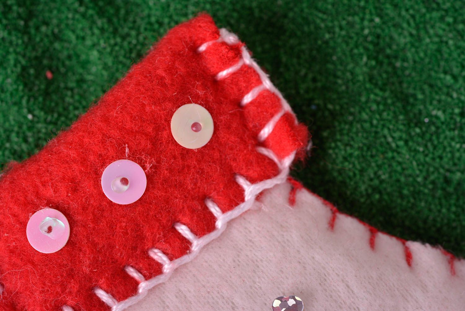 Jouet Noël fait main Suspension décorative moufle rose en feutre Décoration Noël photo 3