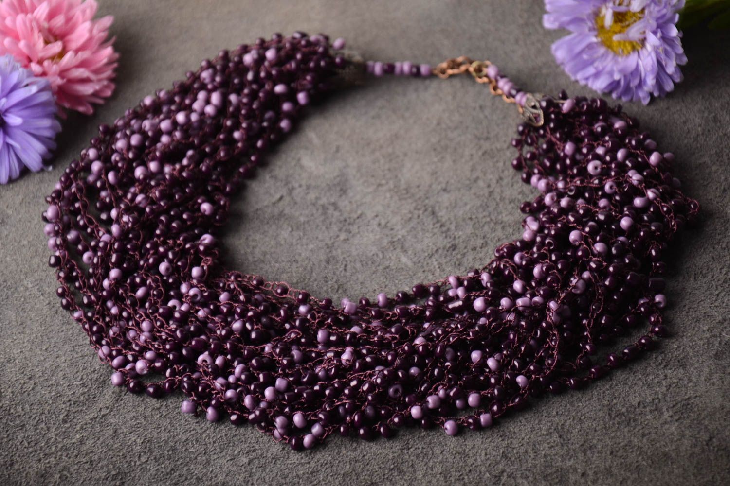 Handmade holiday necklace massive violet necklace beautiful designer necklace photo 1
