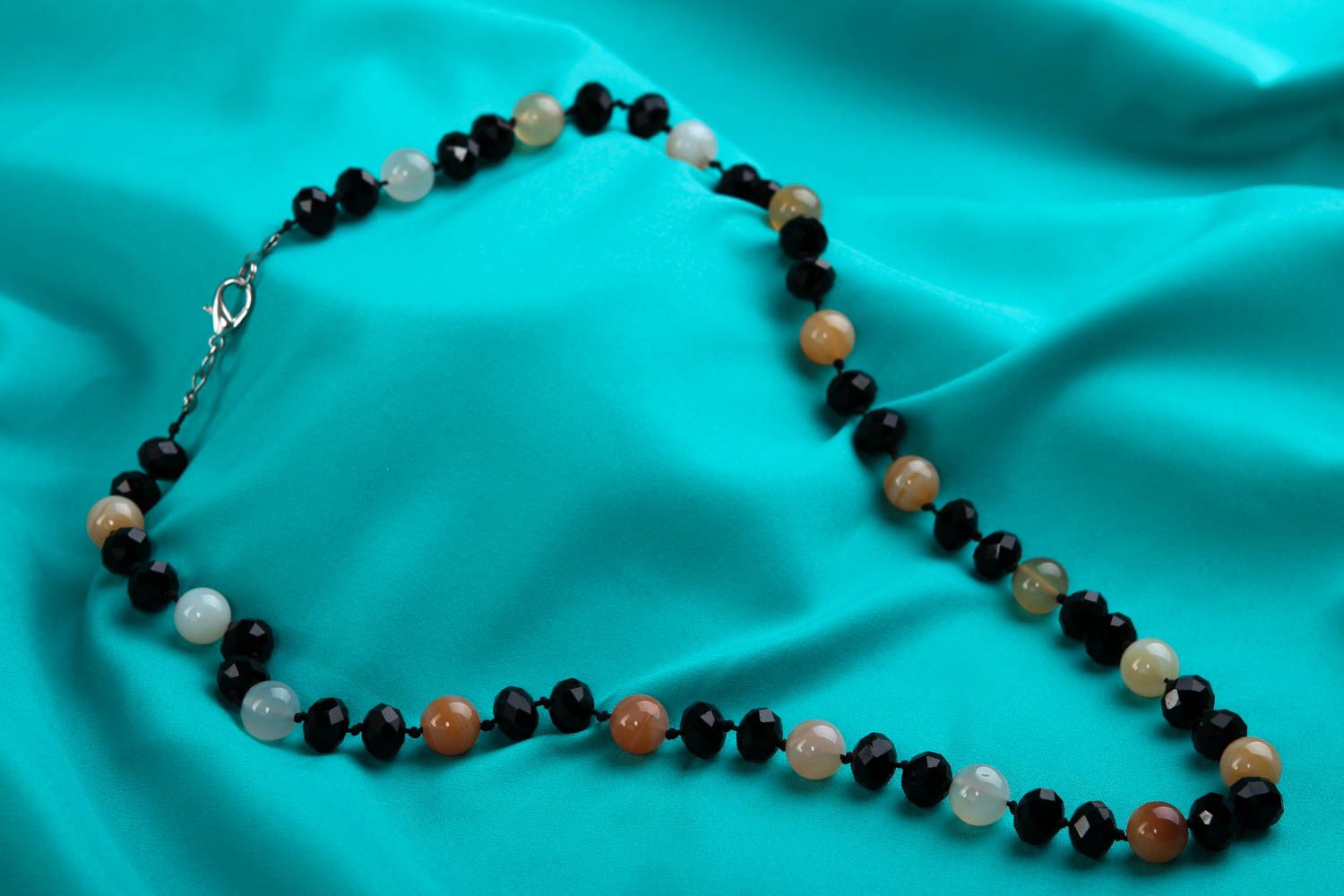 Handmade bead necklace unusual necklace stone jewelry designer accessory photo 1