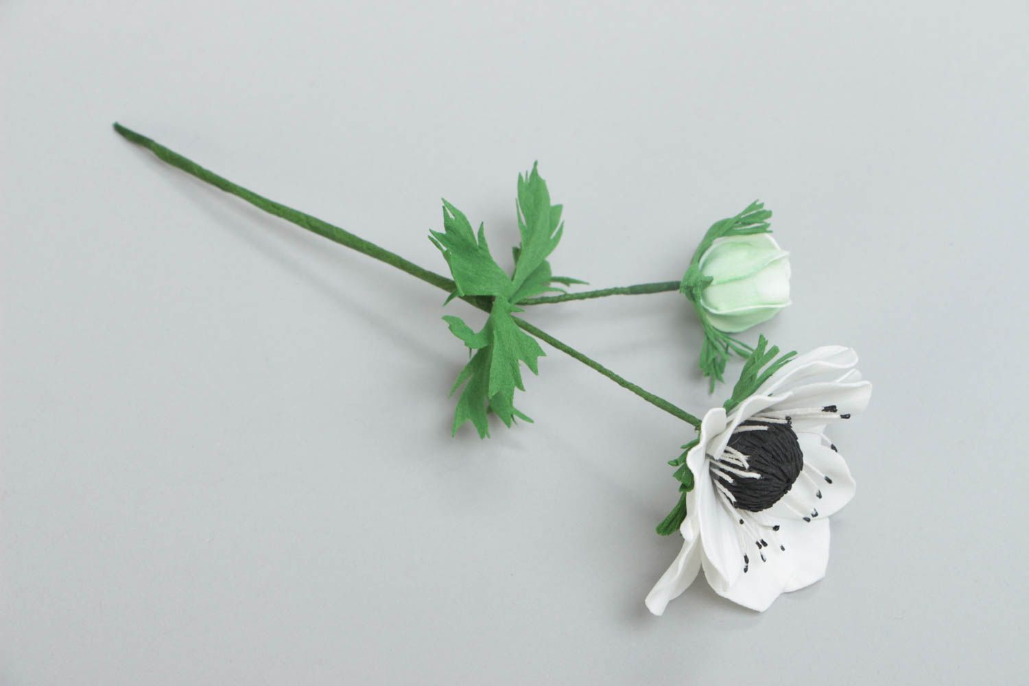 Handmade artificial foamiran flower white anemone for interior decoration photo 2