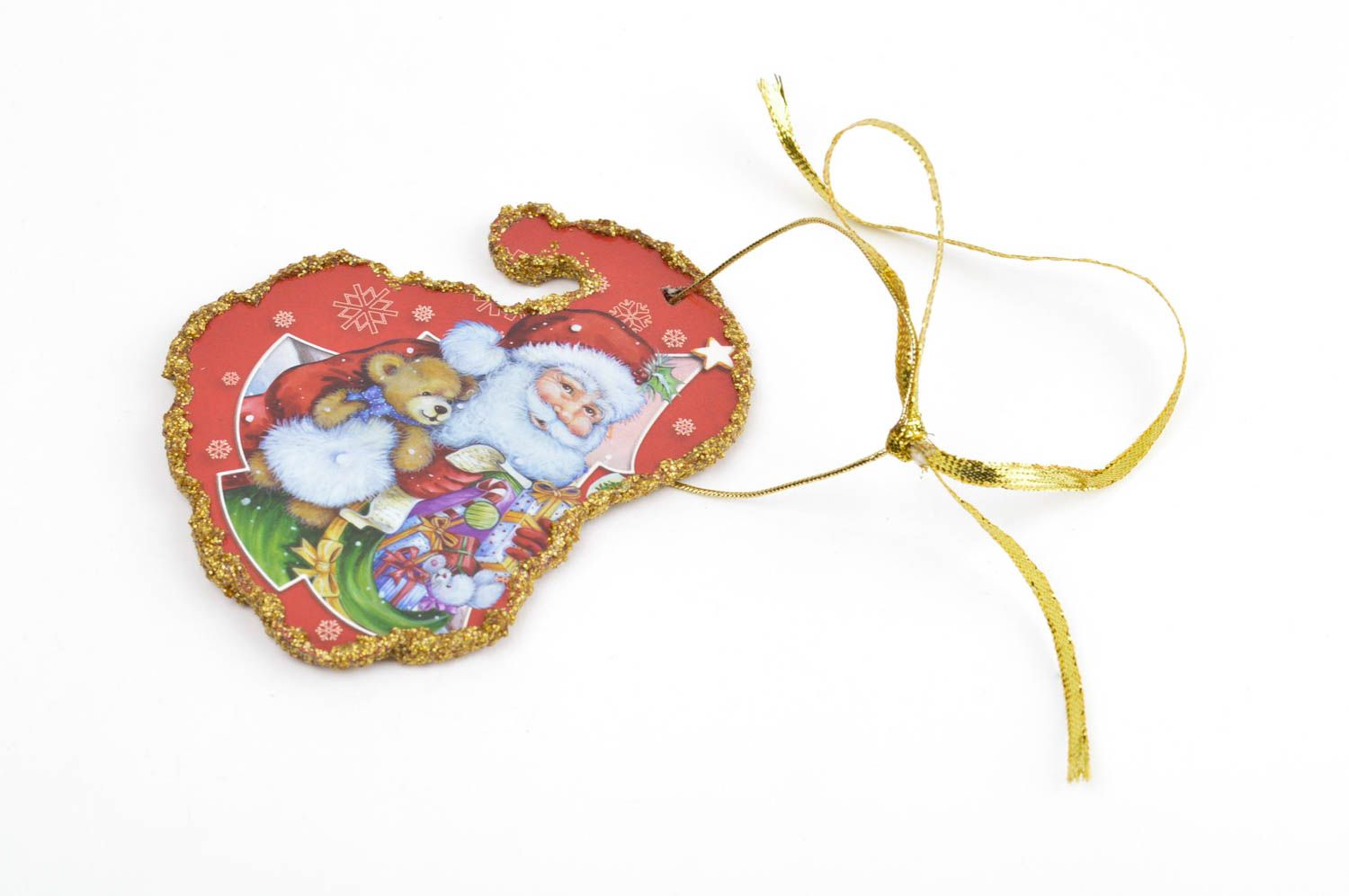 Adorno de Navidad decoupage decoración navideña colgante decorativo hecho a mano foto 3