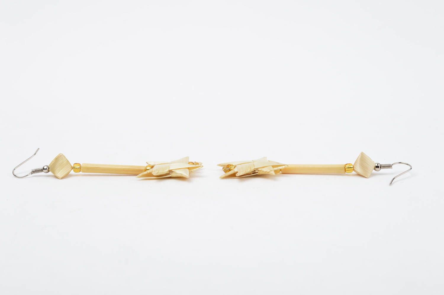 Handmade earrings in ethnic style earrings made of straw designer jewelry photo 2