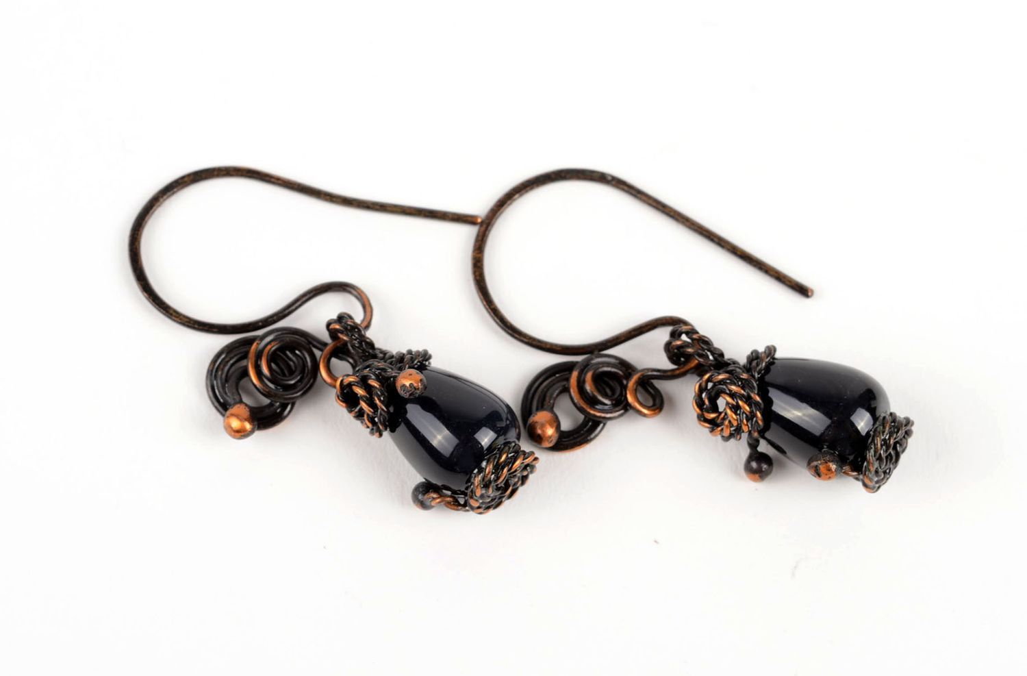 Handgemachte Ohrringe Juwelier Modeschmuck Schmuck Ohrringe aus Achat schwarz foto 1