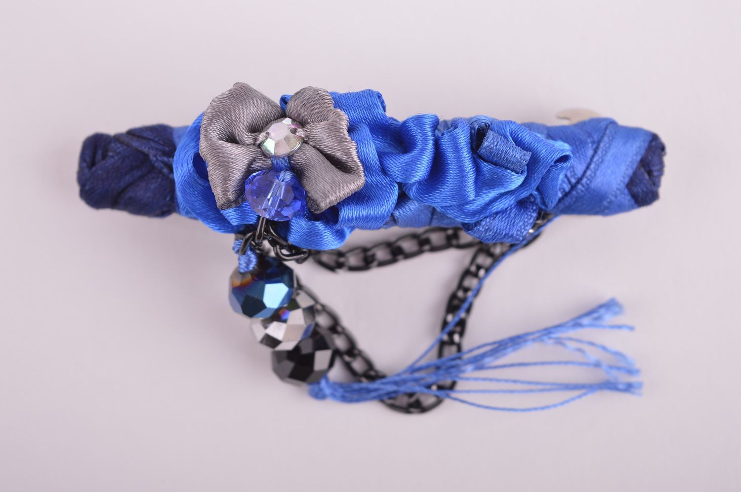 Handmade designer textile barrette beautiful elegant hair clip female accessory photo 5