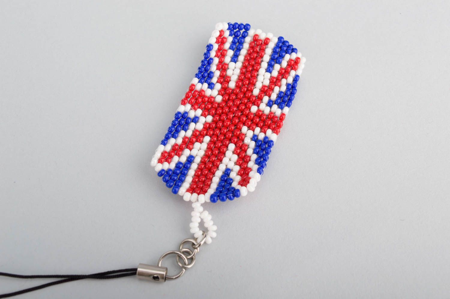 Брелок из бисера брелок ручной работы брелок для ключей с британским флагом фото 4