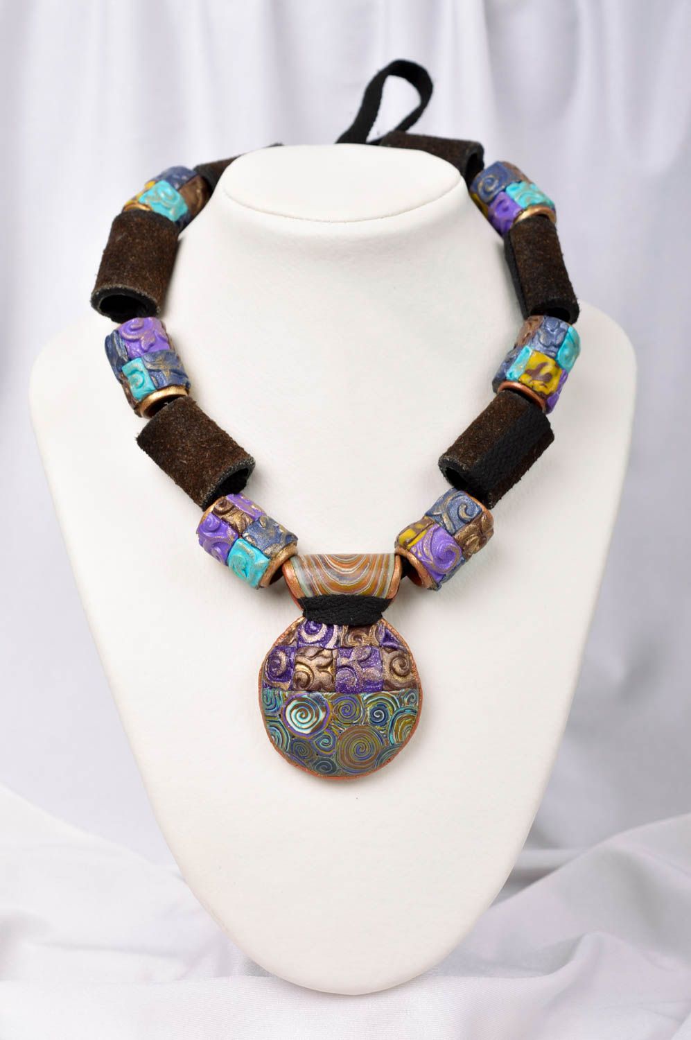 Stylish handmade plastic necklace design polymer clay ideas accessories for girl photo 1