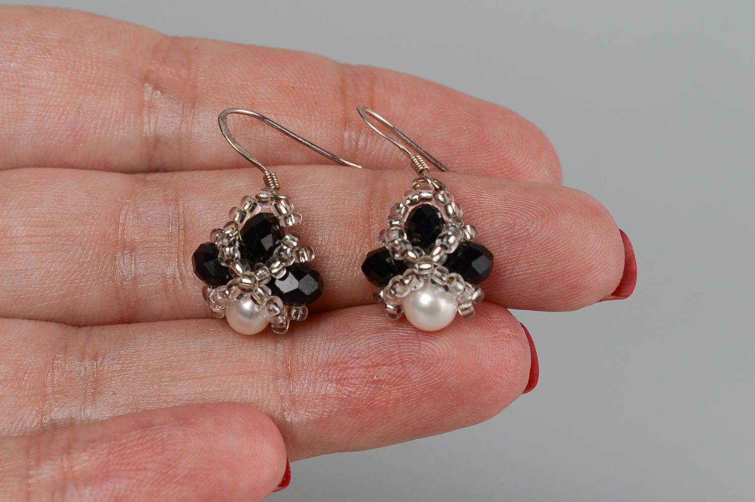 Handmade women earrings with charms pearl earrings evening earrings for girls photo 5