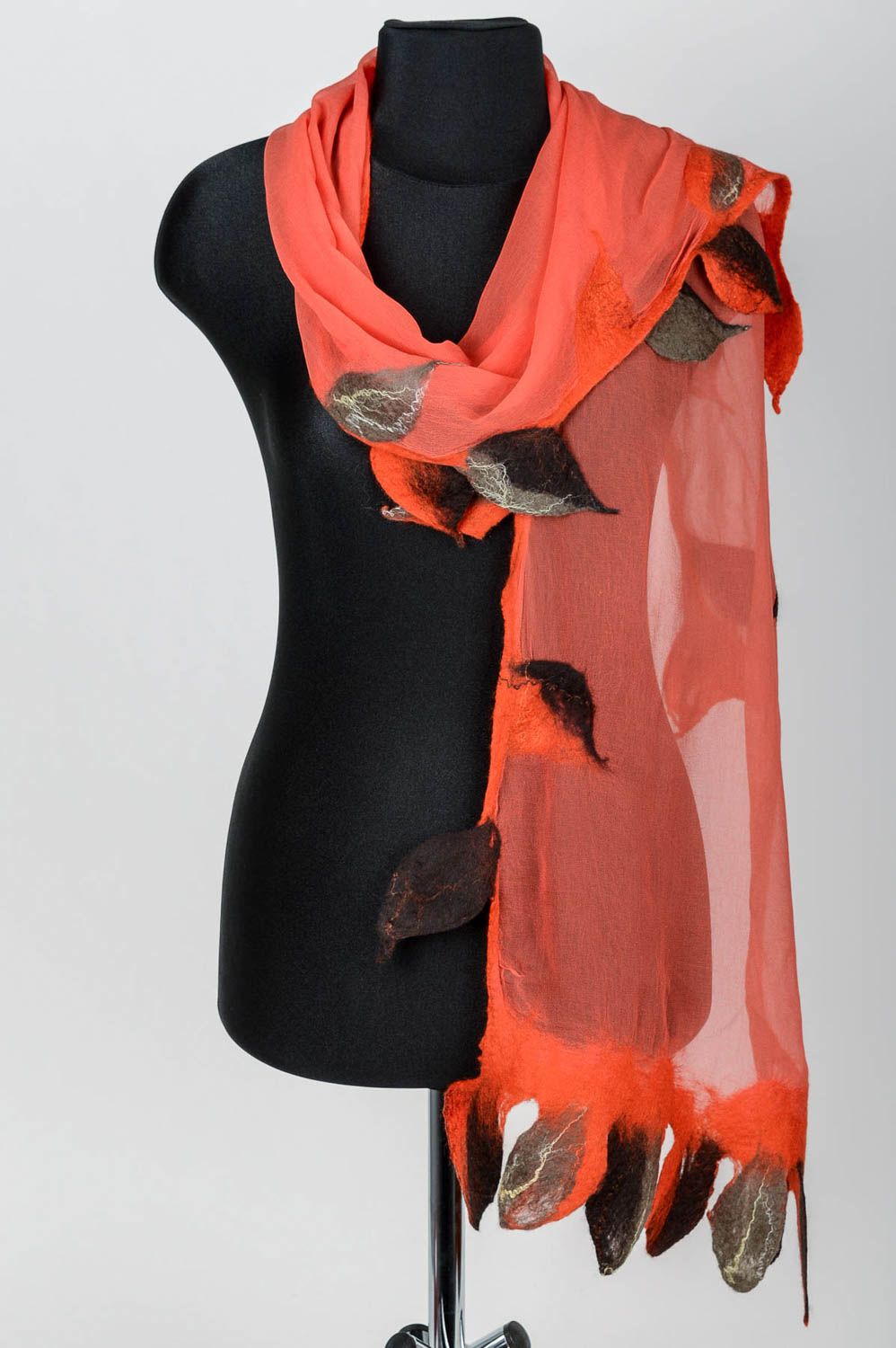 Handmade Damen Schal roter Schal Chiffon Wolle Seide Accessoire für Frauen foto 1