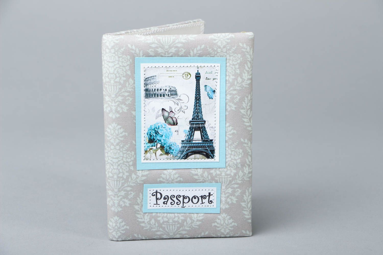 Étui passeport en tissu scrapbooking fait main photo 1