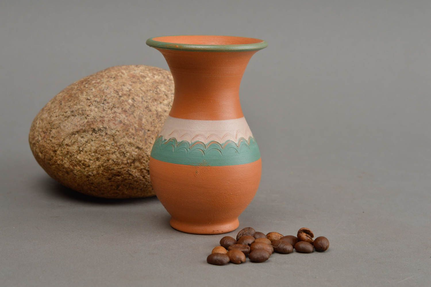 Vase miniature en céramique peint décor d'intérieur original fait main photo 1