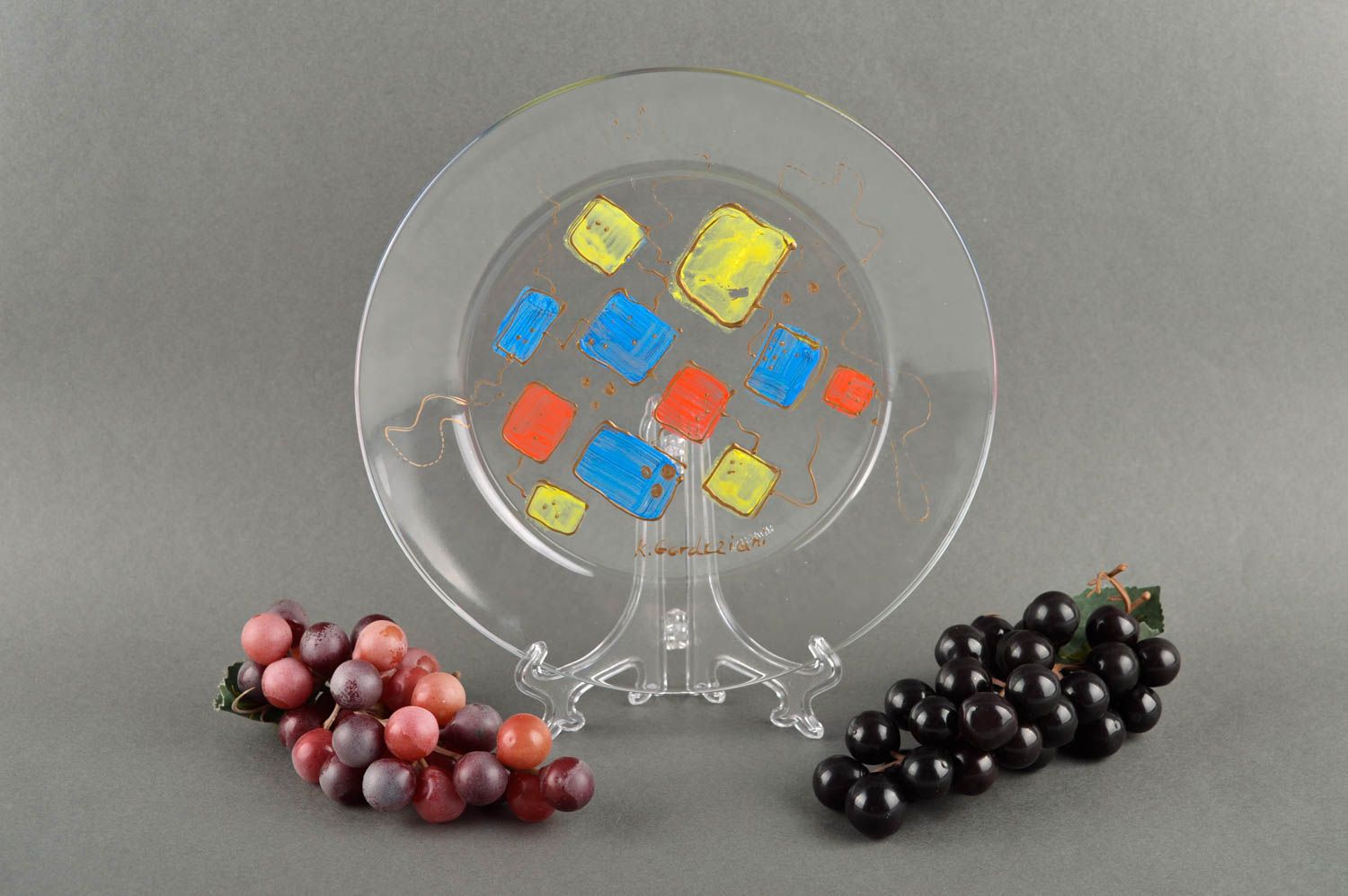 Assiette décorative en verre faite main transparente à motifs Déco originale photo 1