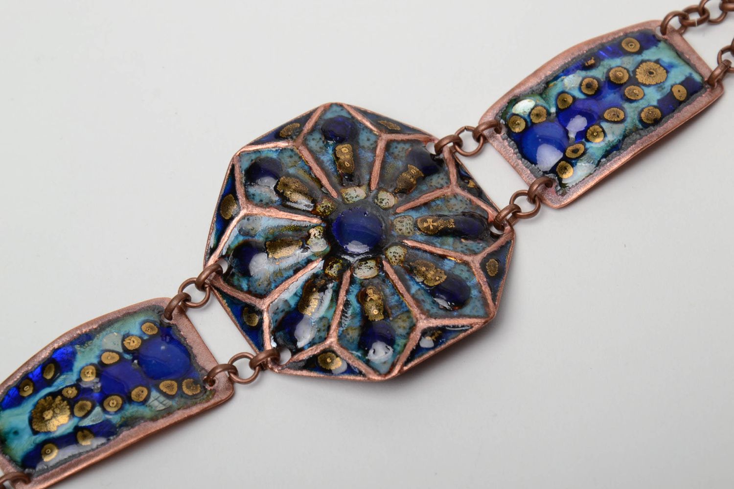 Color enamel copper bracelet in Orient style photo 4