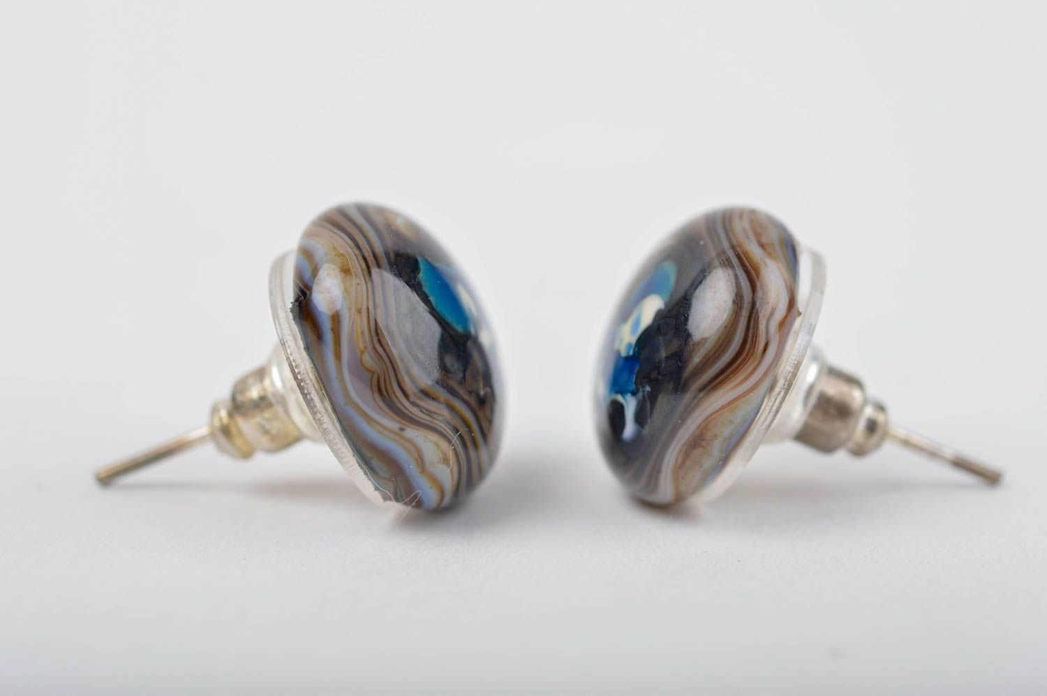 Handmade Ohrring Stecker Schmuck aus Glas Ohrringe Damen in Blau wunderschön foto 2