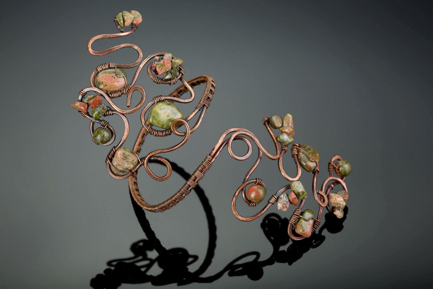 Copper bracelet with unakite Gaia photo 2