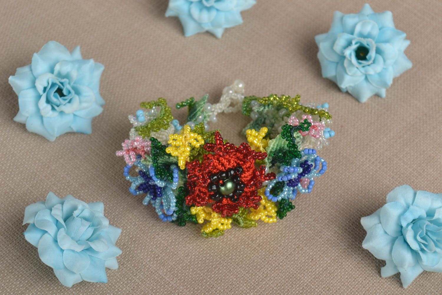 Pulsera de abalorios hecha a mano floral accesorio de mujer regalo original foto 1