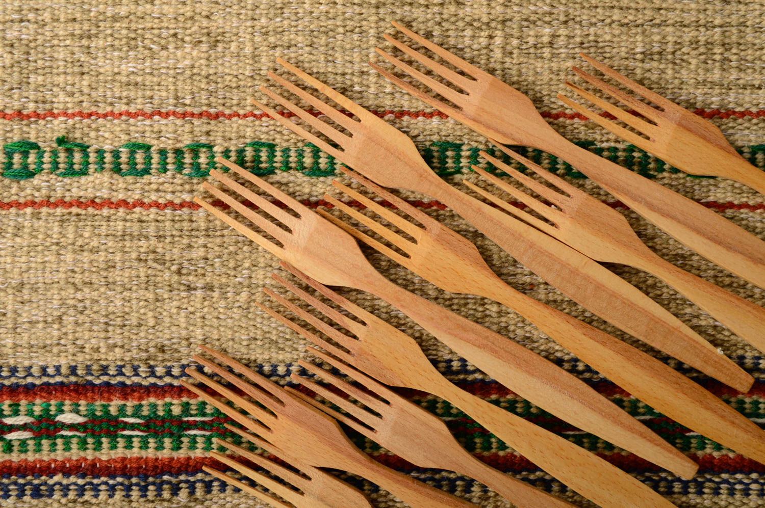 Tenedores de madera 10 piezas artesanales para sartenes utensilios de cocina foto 1