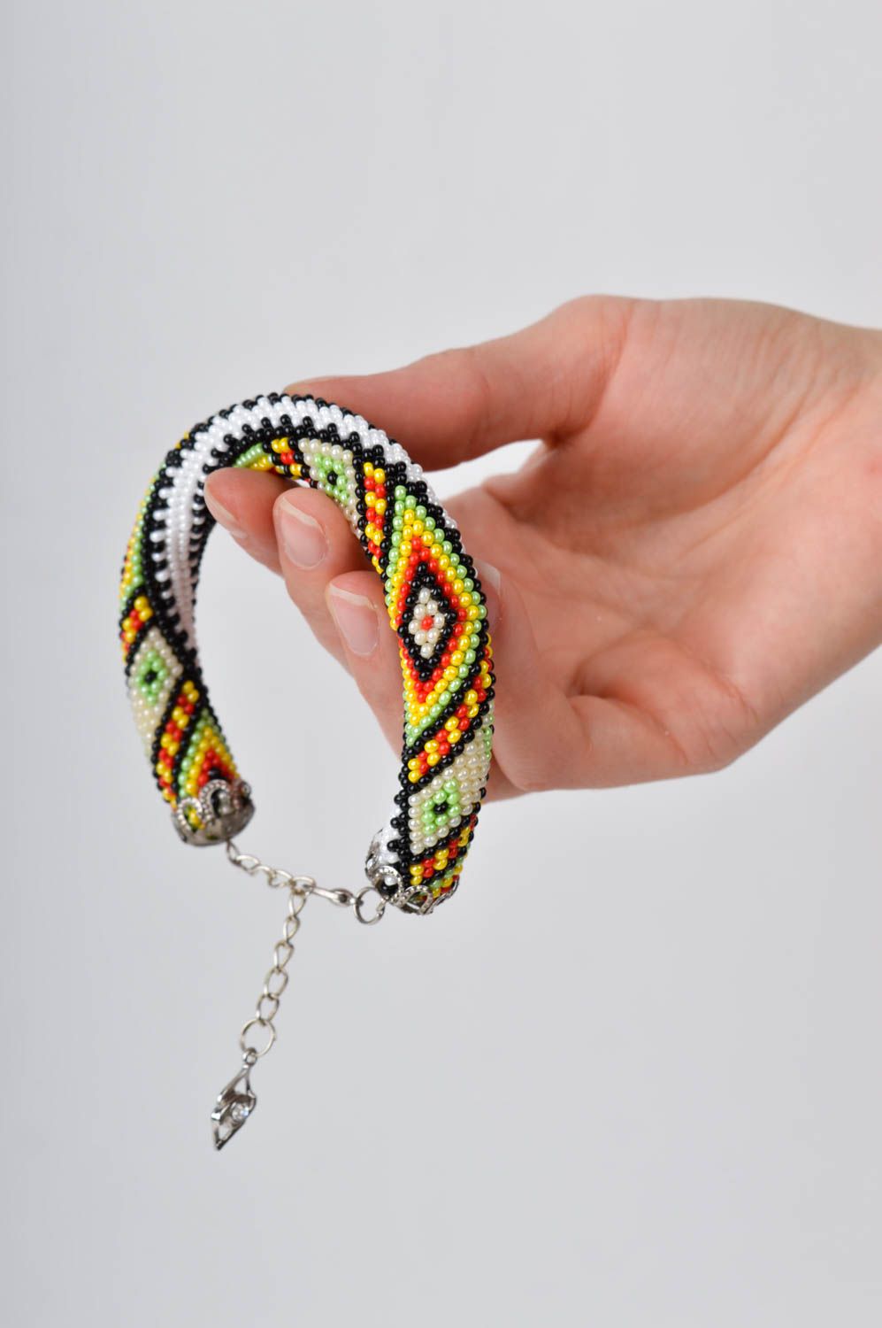 Bracelet perles de rocaille Bijou fait main motif géométrique Cadeau pour femme photo 2
