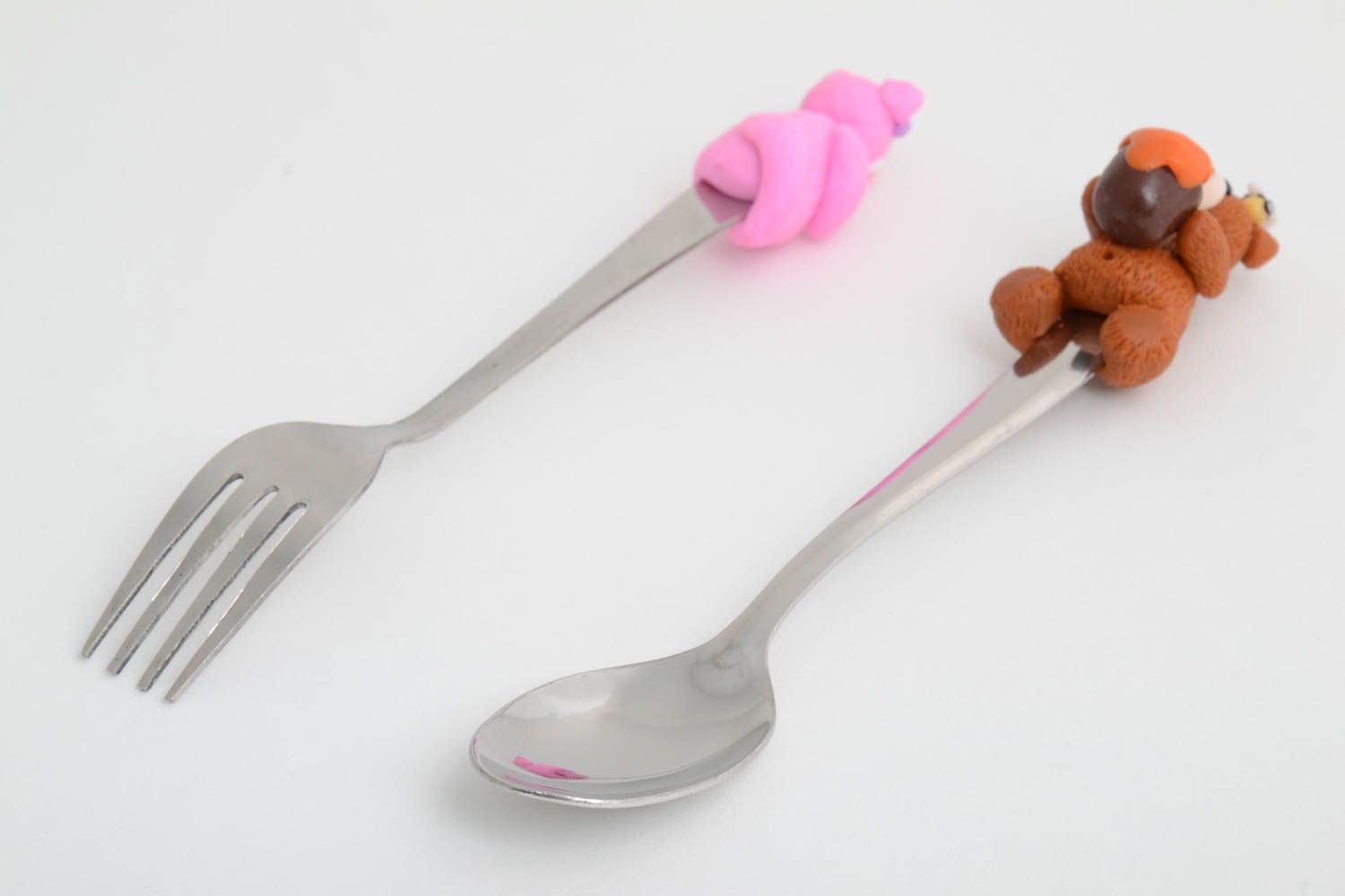Set of handmade cutlery made of plastic unusual spoon and fork interior design photo 3