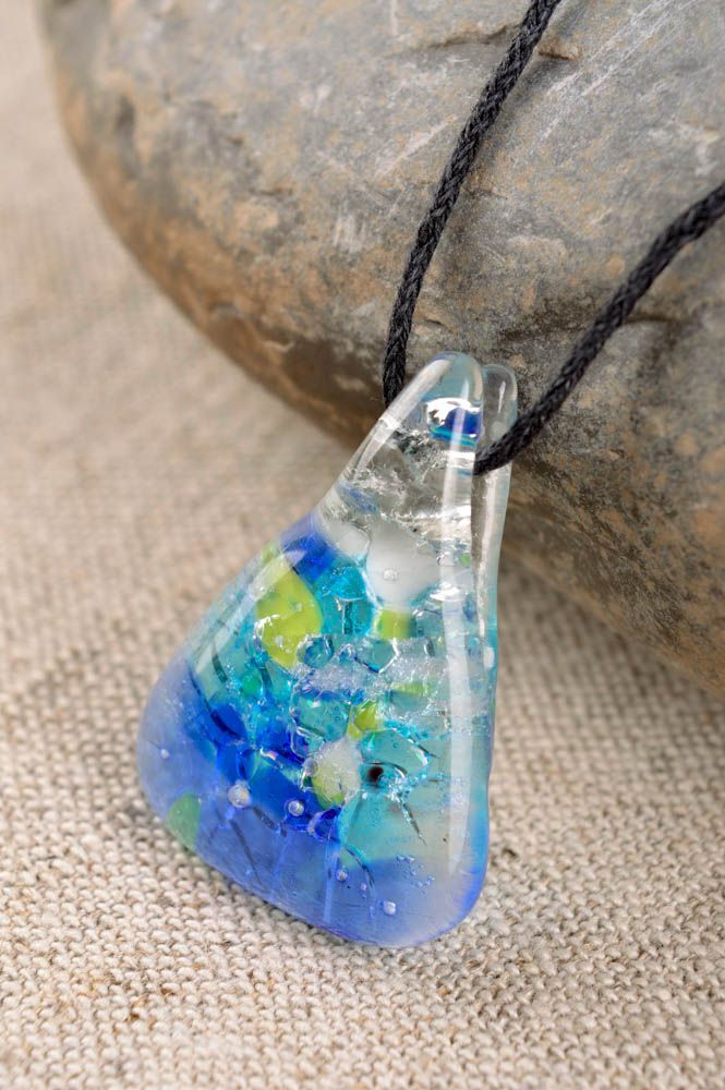 Handmade pendant designer pendant unusual glass accessory gift for women photo 1