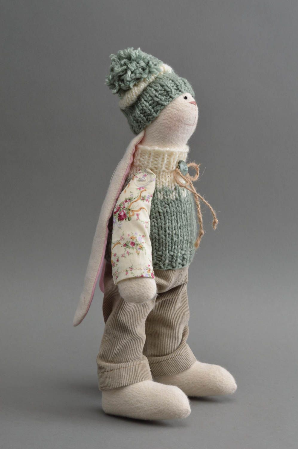 Peluche lapin fait main Jouet pour enfant Cadeau original matériaux naturels photo 3