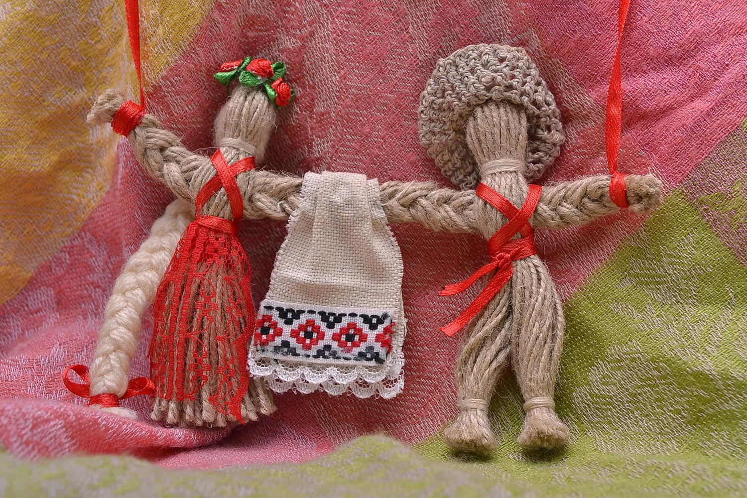 Bambole per nozze di stoffa fatte a mano amuleto talismano giocattolo slavo foto 5