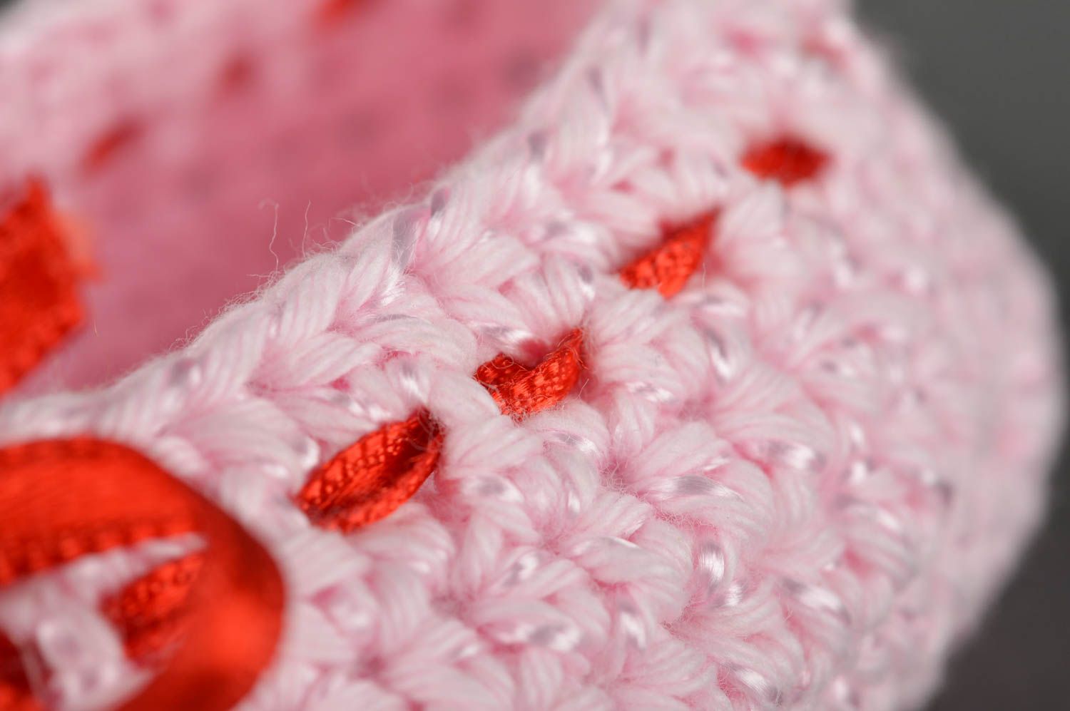 Chaussons de bébé au crochet faits main roses avec noeuds Chaussures pour bébé photo 3