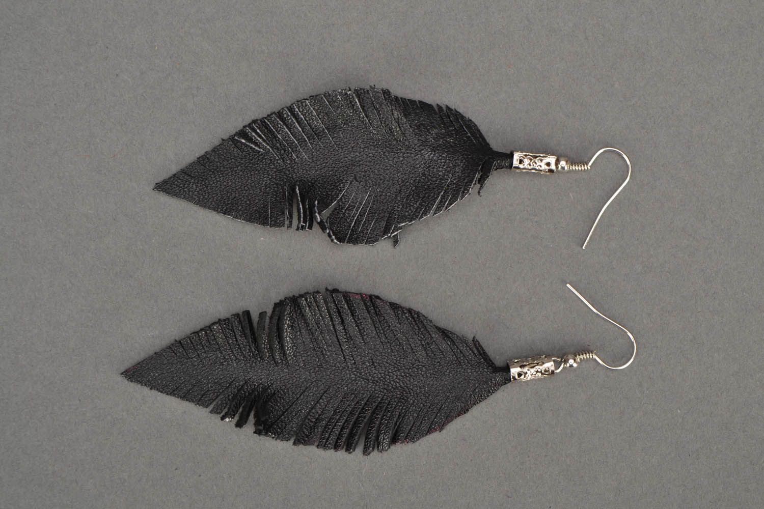 Long earrings made of genuine leather photo 3