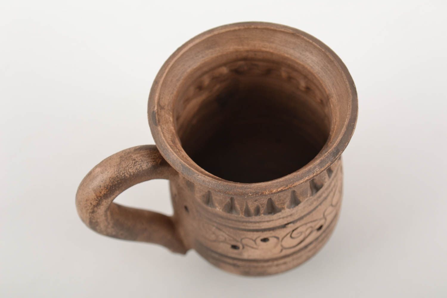 Handmade kleine Tasse aus Ton 100 ml ethnisch mit Muster schön originell foto 4