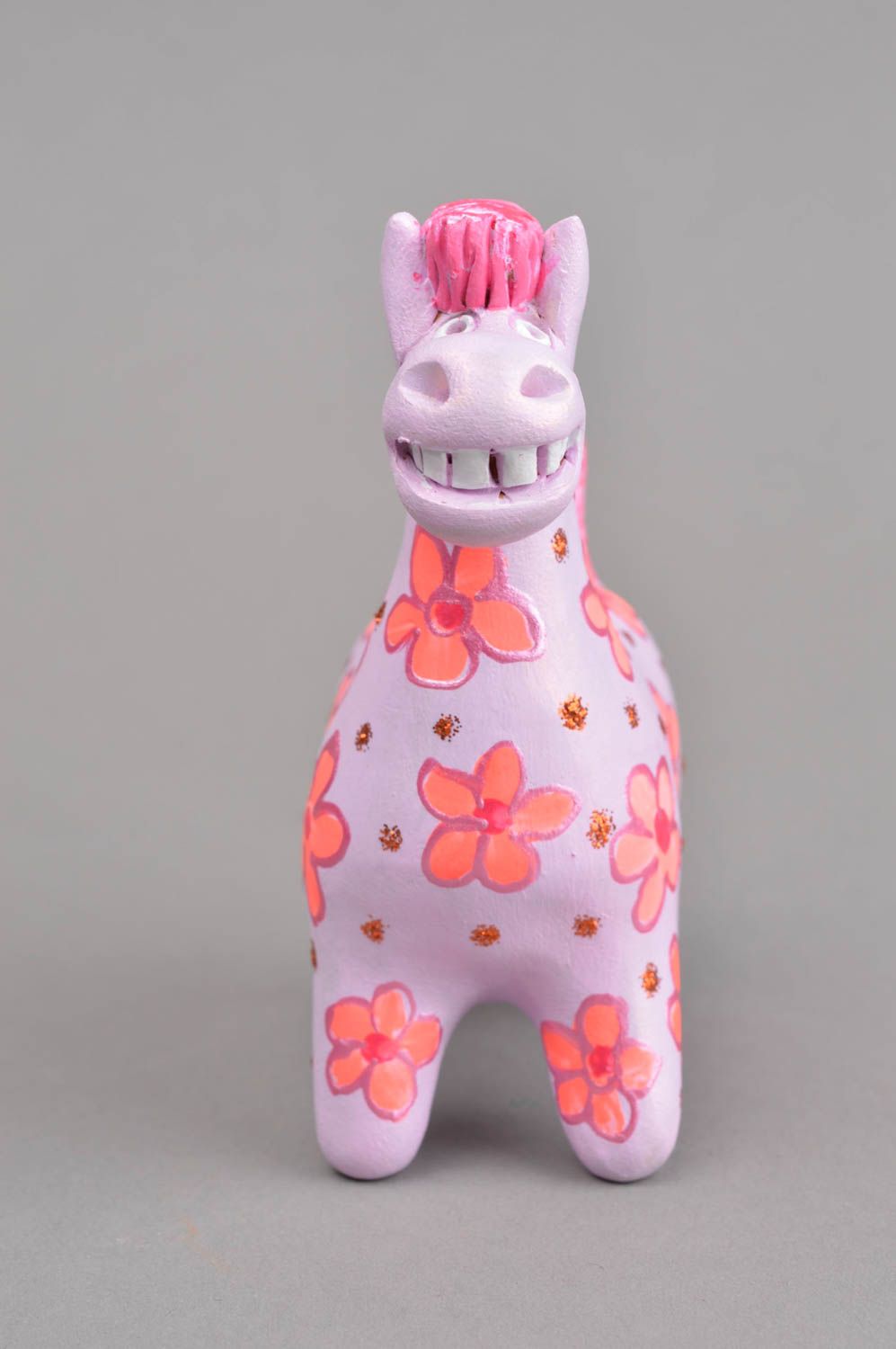Керамический сувенир ручная работа игрушка из глины лошадка свистулька из глины фото 2
