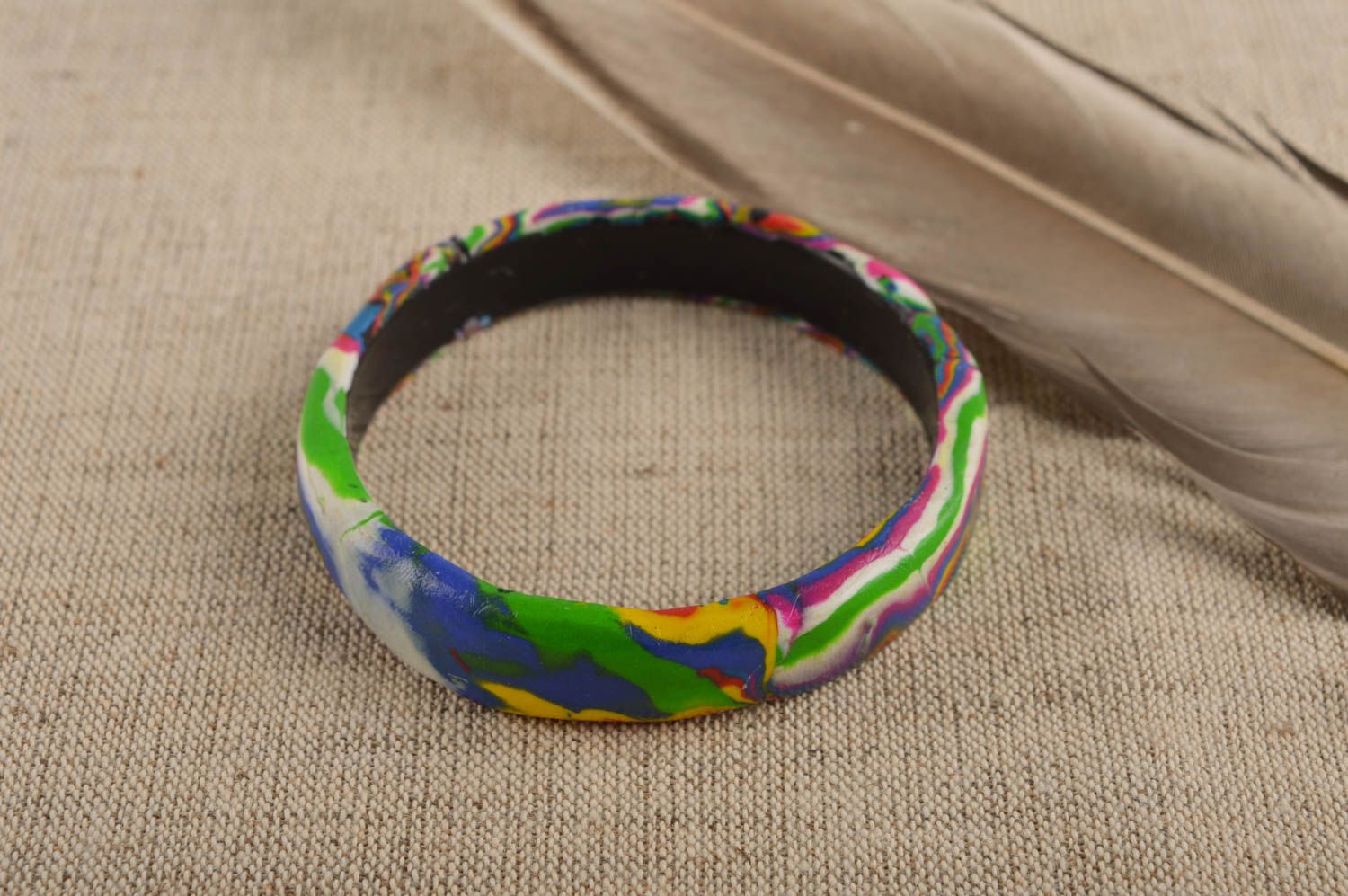 Handmade stylish bracelet designer wrist bracelet jewelry made of clay photo 1