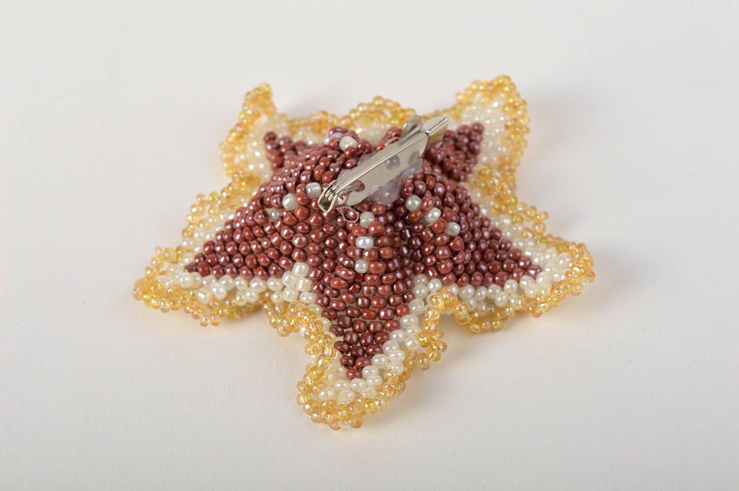 Broche fleur faite main Accessoire femme perles rocaille rhodonite Cadeau femme photo 3