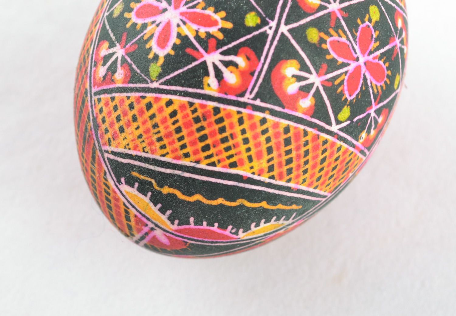 Easter egg with bright handmade painting made using traditional wax technique photo 4