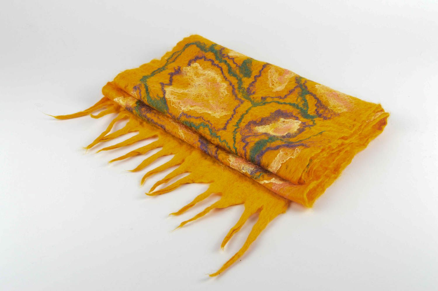 Gelber Damen Schal handmade Accessoire für Frauen Schal Stola aus Wolle gefilzt foto 1