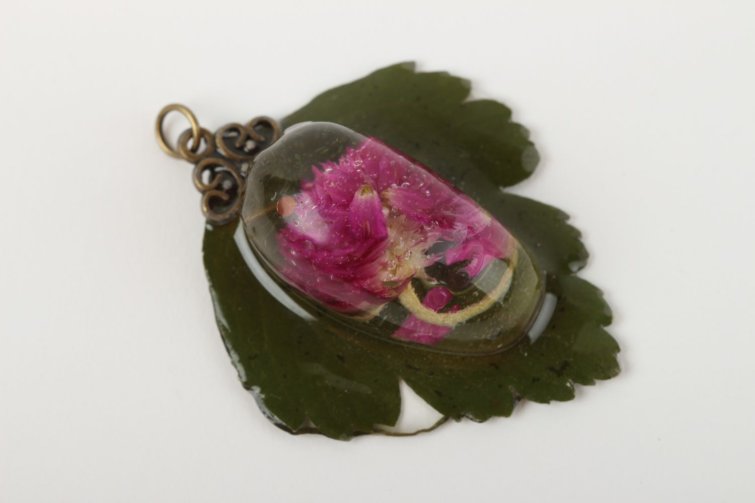 Handmade pendant designer accessory epoxy jewelry unusual gift for women photo 2