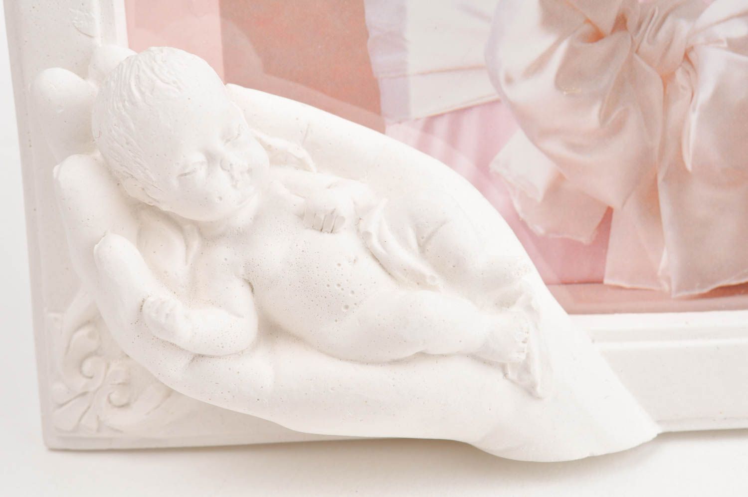 Marco decorativo para foto hecho a mano con bebé marco de yeso regalo para madre foto 3