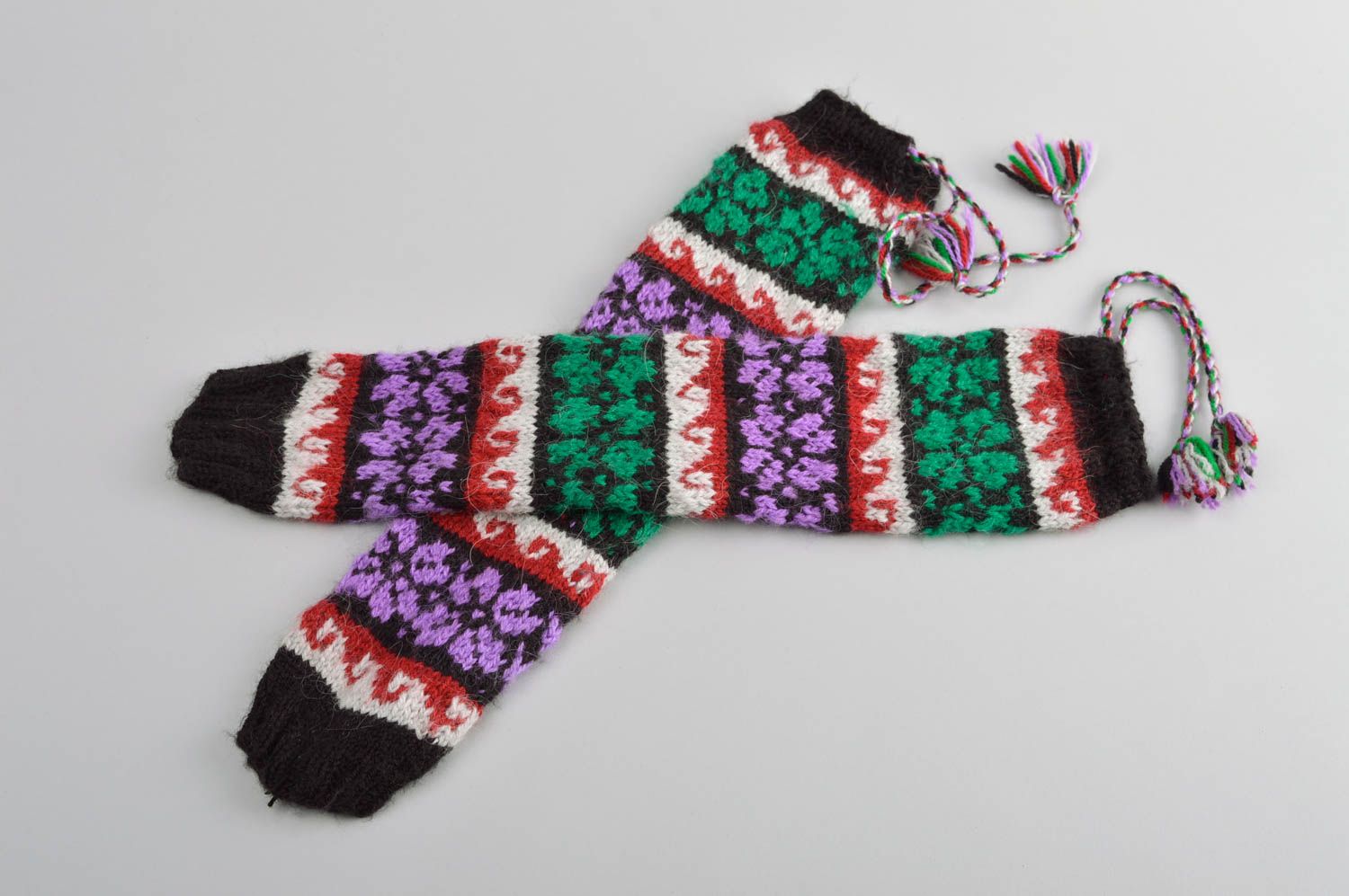 Handmade woolen socks warm patterned socks unusual winter accessories photo 3