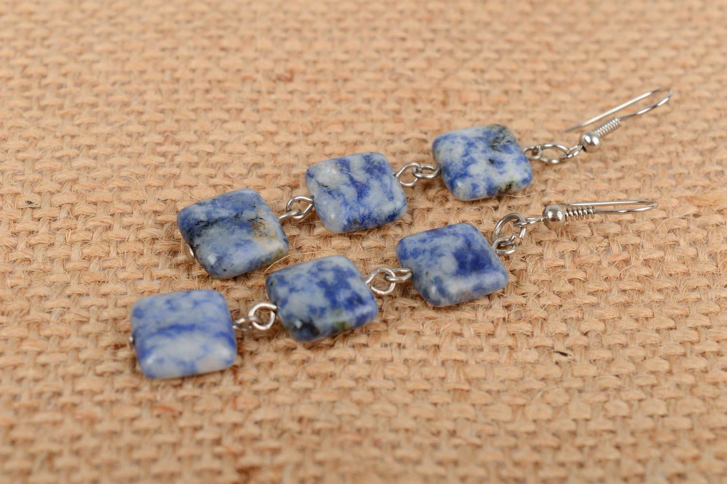 Earrings made of natural howlite stone beautiful accessory for every day photo 1