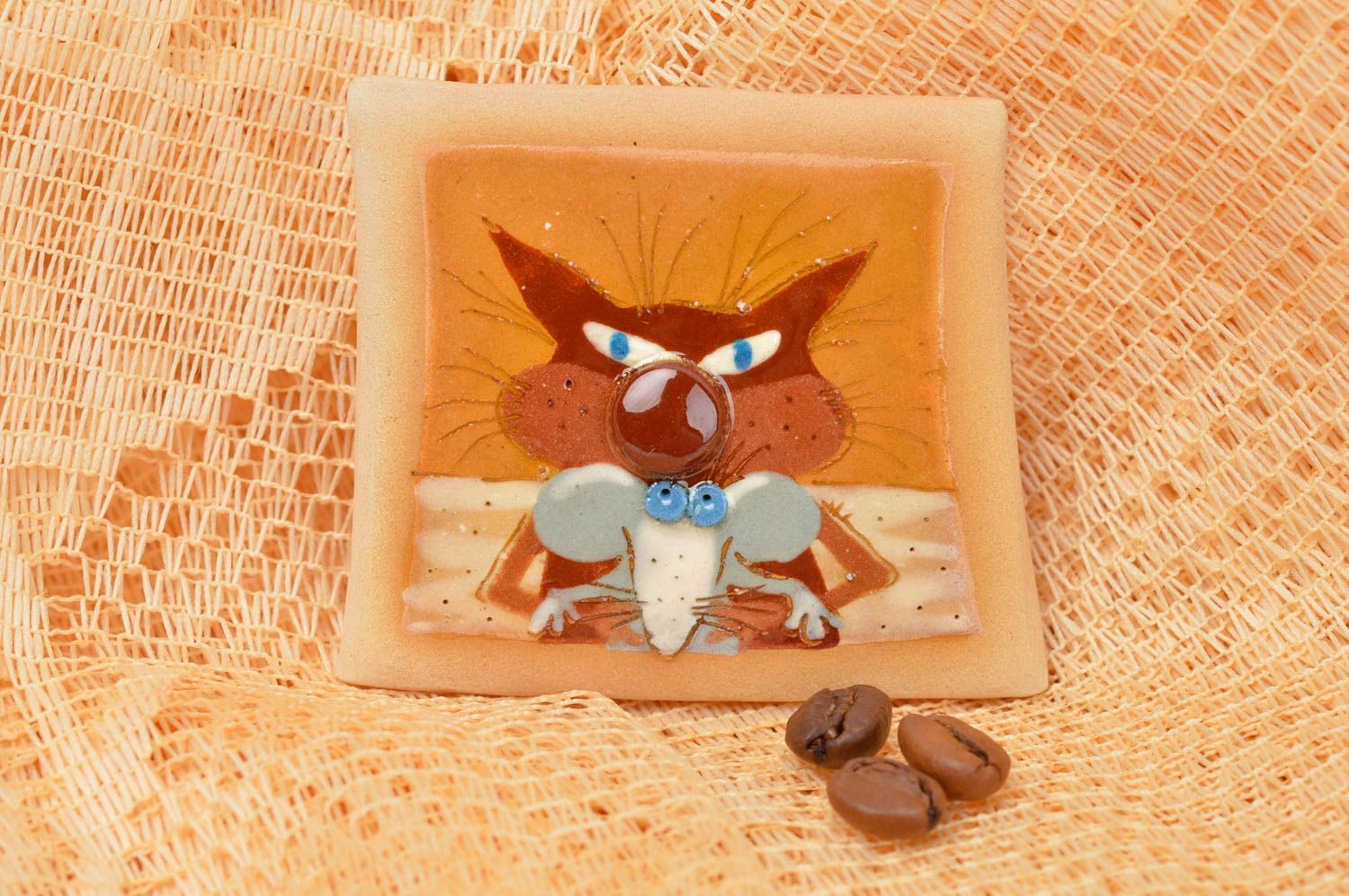Unusual fox fridge magnet ceramic souvenir designer art pottery cute magnet photo 1