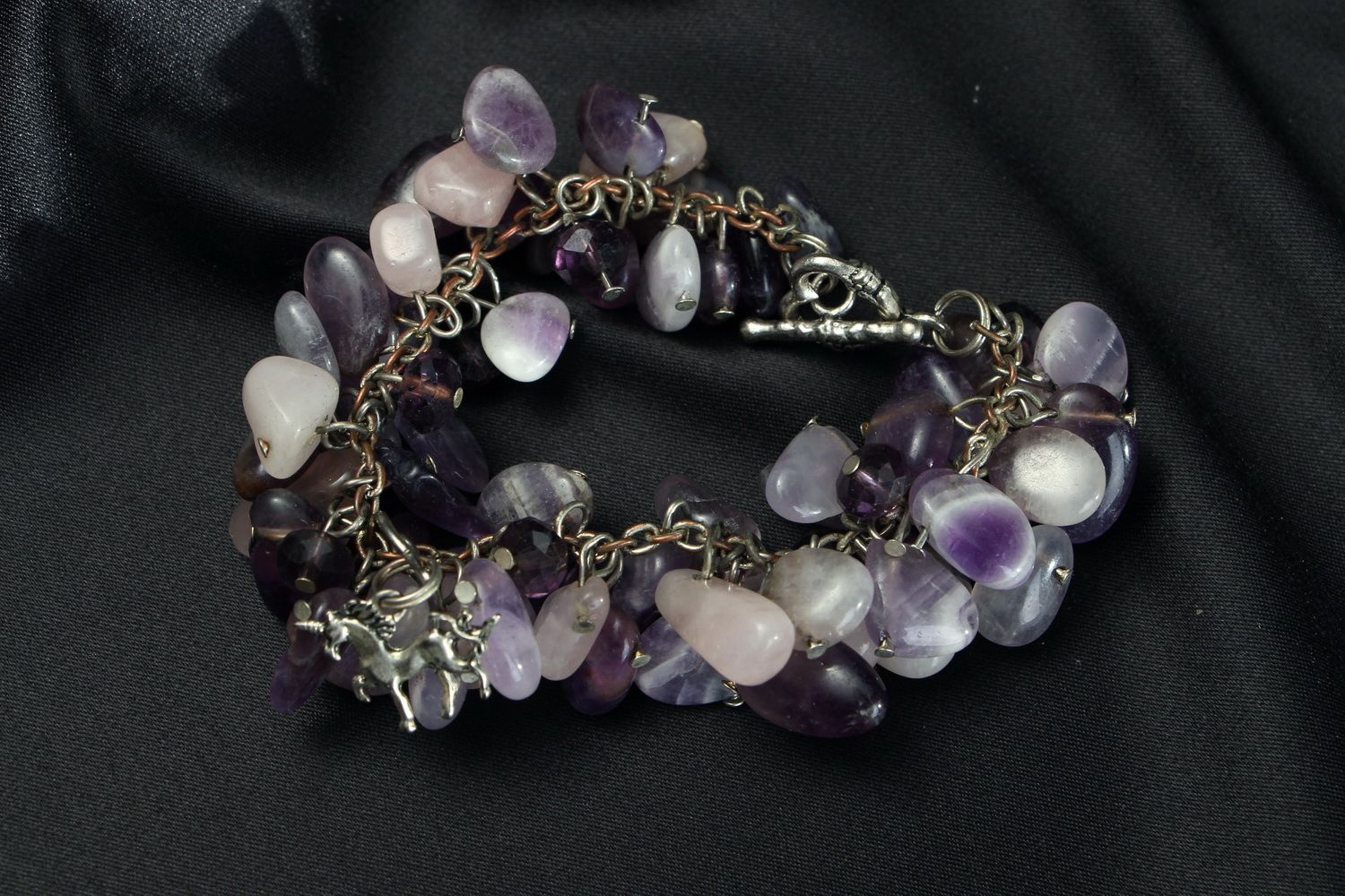 Silver bracelet with amethyst photo 4
