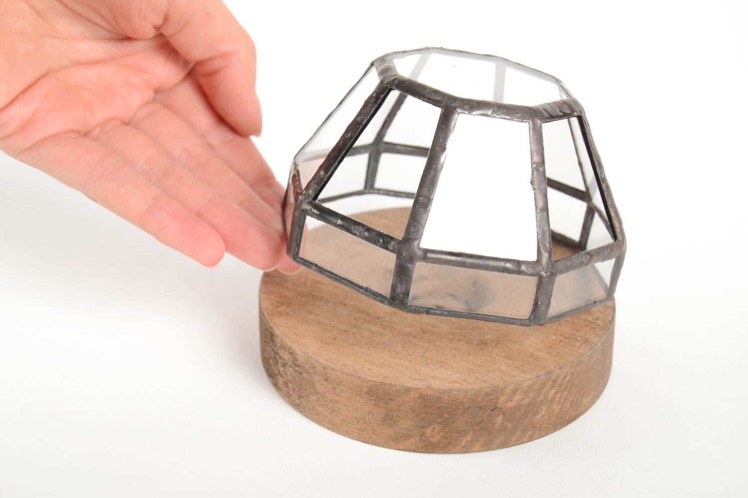 Boîte à bijoux design faite main en bois verre métal Cadeau pour femme photo 4