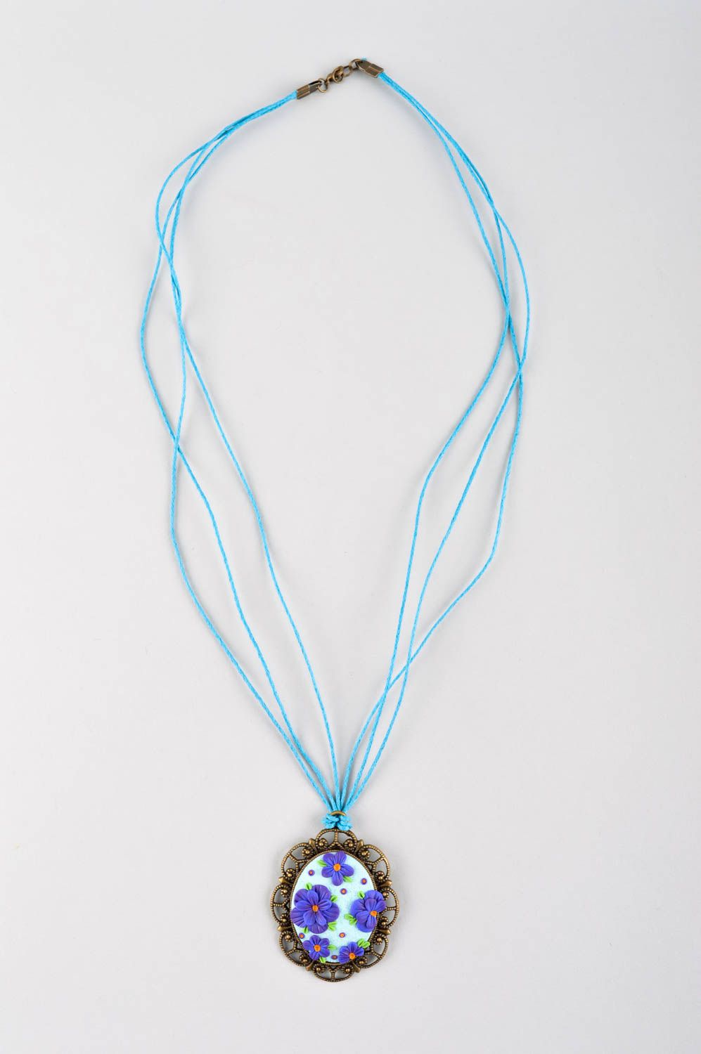 Handmade flower clay pendant unusual stylish accessory beautiful pendant photo 2
