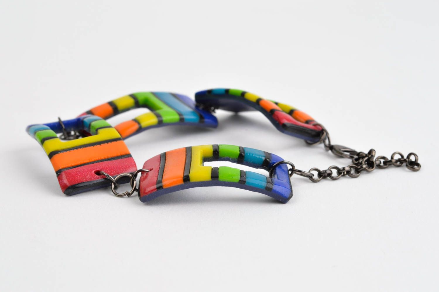 Handmade bracelet colorful jewelry bracelet made of polymer clay stylish jewelry photo 2