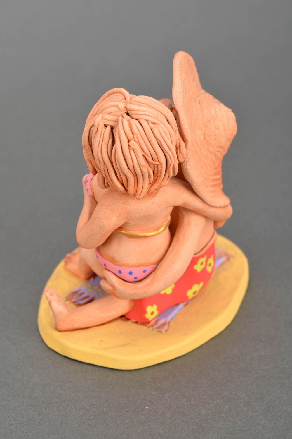 Statuetta divertente in argilla fatta a mano figurina decorativa in ceramica  foto 5