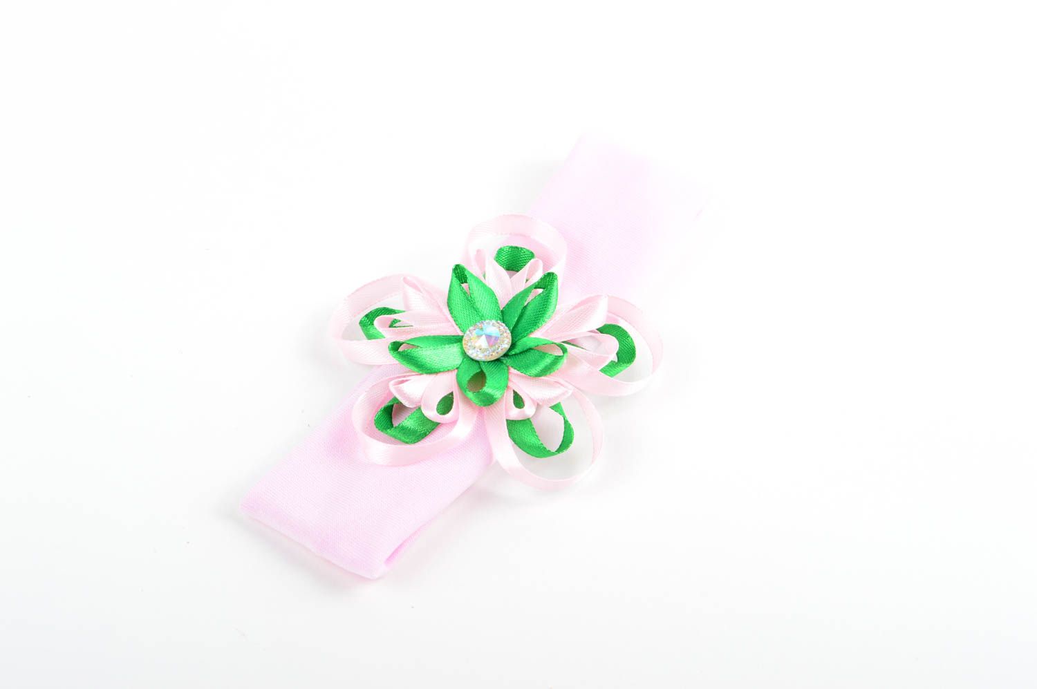 Повязка на голову хэнд мэйд розовая повязка для девочки детская повязка цветок фото 2